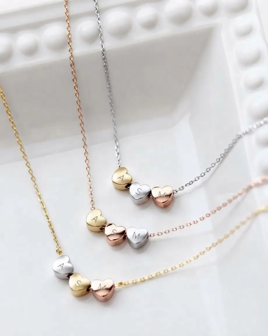 925 Ayar Gümüş Minimalist Kişiye Özel Harfli Kalp Kolye.rose.gold.rodaj Renk Seçeneği