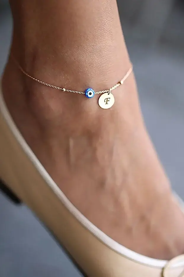 925 Ayar Gümüş Opal Nazarlı Kişiye Özel Harfli Plaka Halhal.rose.gold.rodaj Renk Seçeneği