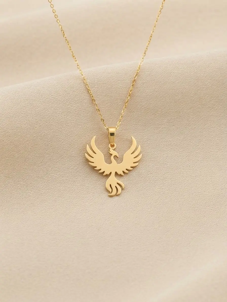 925 Ayar Gümüş Zarif Anka Kuşu Kraliçe Kolye.rose.gold.rodaj Renk Seçeneği