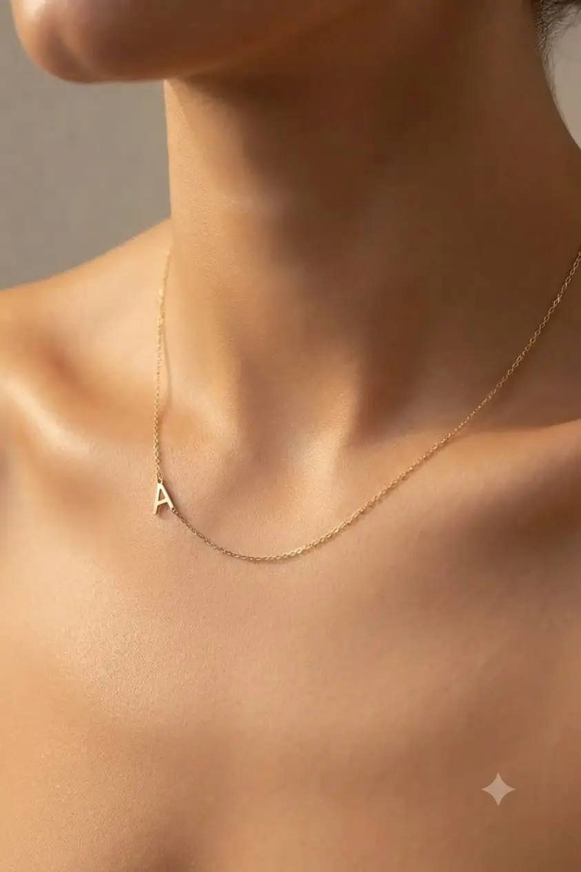 925 Ayar Gümüş Minimalist Tüm Harfler Asimetrik Kolye 